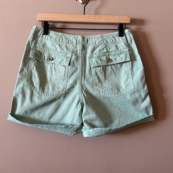 Women's 26 Madewell Light Green High Rise Linen Cotton Blend Shorts - Picture 3 of 6